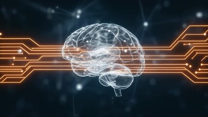 Digital human brain network visualization showing glowing neural connections and data points forming an abstract artificial intelligence concept in a dark futuristic space. - Powered by Adobe