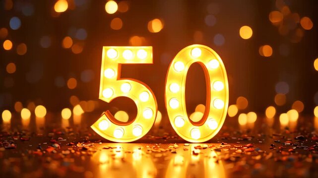 Number 50 with lights on it