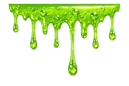 Green toxic dripping slime border with glowing liquid and sticky ooze, halloween horror design element