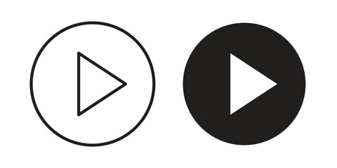 Play icons in a black filled and outlined style. Set of vector icons