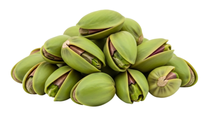 Pile of fresh green pistachios with shells partially open
