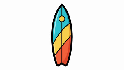 Vibrant surfboard design with blue, yellow, and orange sections