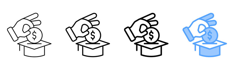 Fototapeta premium Education Funding Icon Different Style Outline Collection Set 
