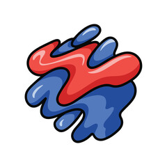 A messy fusion of blue and red