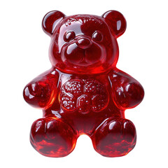 Red jelly gummy bear isolated on transparent background