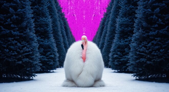 Abominable Snowman in Snowy Forest Scene.