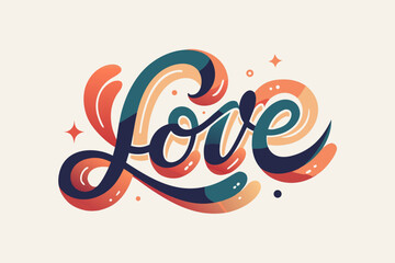 love typography vector icon, romantic love lettering design, heart text typography icon, love word creative lettering, romance typography vector icon, love text decorative design