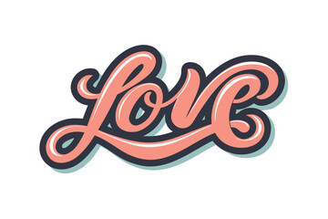 Fototapeta premium love typography vector icon, romantic love lettering design, heart text typography icon, love word creative lettering, romance typography vector icon, love text decorative design