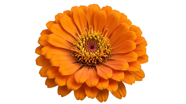 Bright orange zinnia flower full bloom petals center