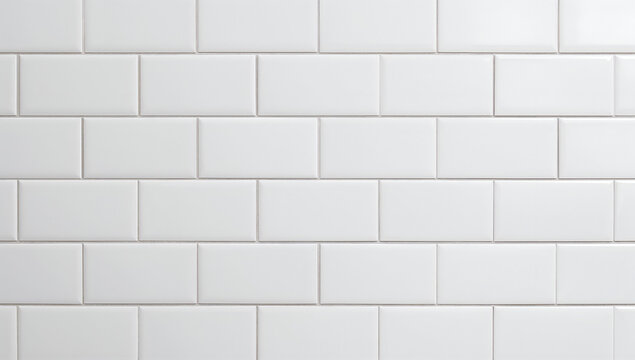 Clean white subway tiles arranged in a classic brick pattern for a seamless background