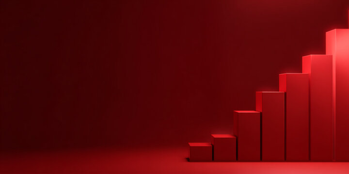 Red ascending bar graph chart.