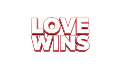 Love wins text on isolated on transparent background