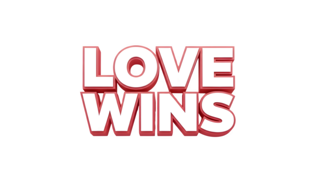 Love wins text on isolated on transparent background - Powered by Adobe