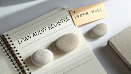 Loan Audit Register with Blank Pages and Smooth Gray Stones for Accounting and Financial Documentation