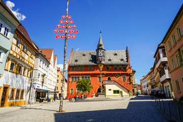Obraz premium View of the town hall building of the city of Ochsenfurt. 