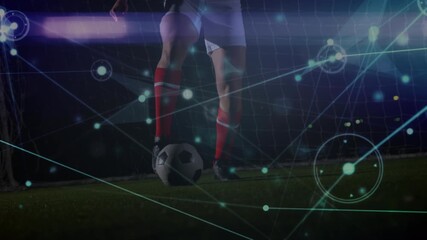 Animation of network of connections over caucasian male soccer player - Powered by Adobe