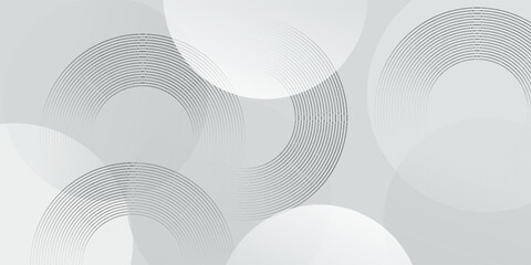 White geometric abstract background overlap layer on bright space with lines effect decoration. Modern graphic design element circles style