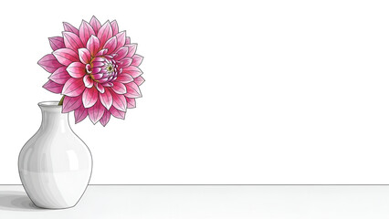 Beautiful pink dahlia flower bloom isolated on white background for floral design and greeting cards