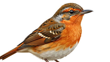Detailed illustration of a small brown bird with orange chest isolated on white background for nature lovers