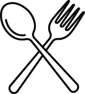 Crossed Spoon and Fork Outline Icon cutlery utensil