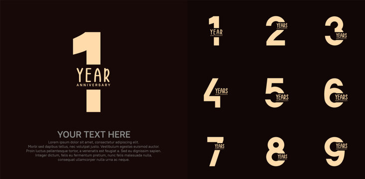 Anniversary logo set vector design, gold color for celebration event