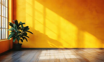 vintage yellow and orange studio background, bland banner and empty wall