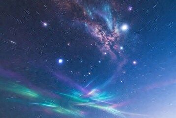 Fototapeta premium A vibrant cosmic dance of stars, a swirling nebula, and ethereal light trails across the universe