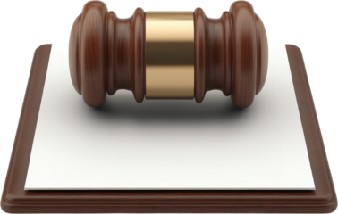 Wooden gavel on white paper evokes authority and courtroom decision