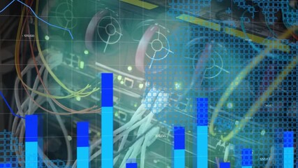 Animation of statistics, computer server and data processing - Powered by Adobe