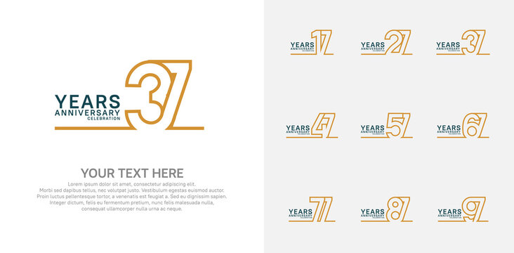Anniversary logo set vector design, brown color for celebration event
