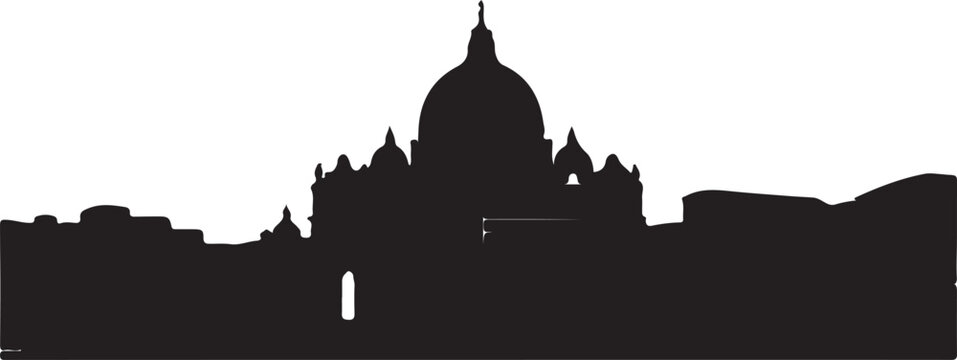 St. Peter's Basilica Vatican City Silhouette Vector Illustration for Architecture and Travel Design