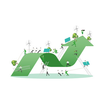 Green growth chart upward sustainable business performance