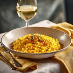Saffron risotto milanese with white wine