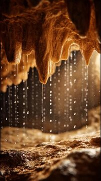 Cave Interior Water Droplets Close Up
