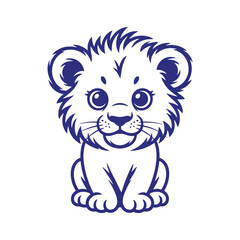 Cute Baby Lion Line Art Illustration