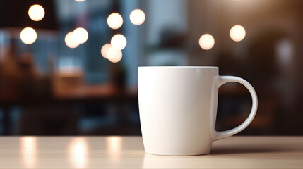 White Mug MockUps Coffee Cup on table