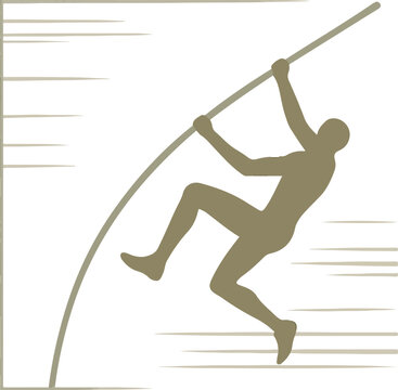 Silhouette of Pole Vaulter with Curved Pole athlete