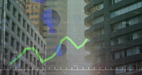 Animation of financial data processing over cityscape - Powered by Adobe