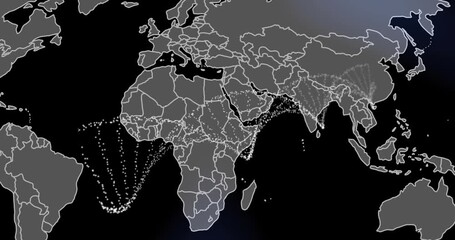 Animation of dna strand and data processing over world map - Powered by Adobe