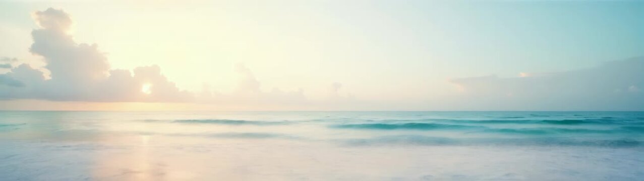 Calm beach with gentle waves lapping the shore