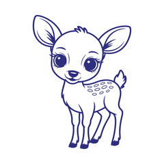 Cute Deer Coloring Page Line Art