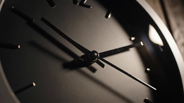 A Cinematic Time's Passage: The Clock's Silent March Across the Dial, Seconds Unfold