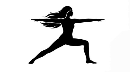 Dynamic Yoga Pose Silhouette, Fitness Illustration, Serene Atmosphere, Artistic Design, Minimalist Style