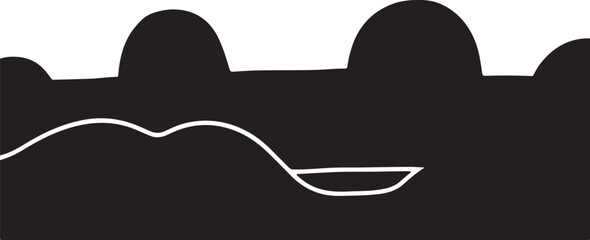 Minimalist landscape with simple white line design