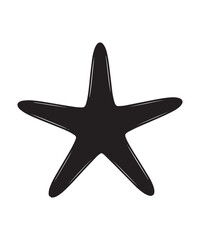Fototapeta premium Black silhouette of a starfish, representing marine life, the ocean, and beach themes.
