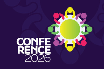 Professional Seminar & Conference 2026 Branding Featuring Diverse Group Collaboration and Unity. Global Summit Logo