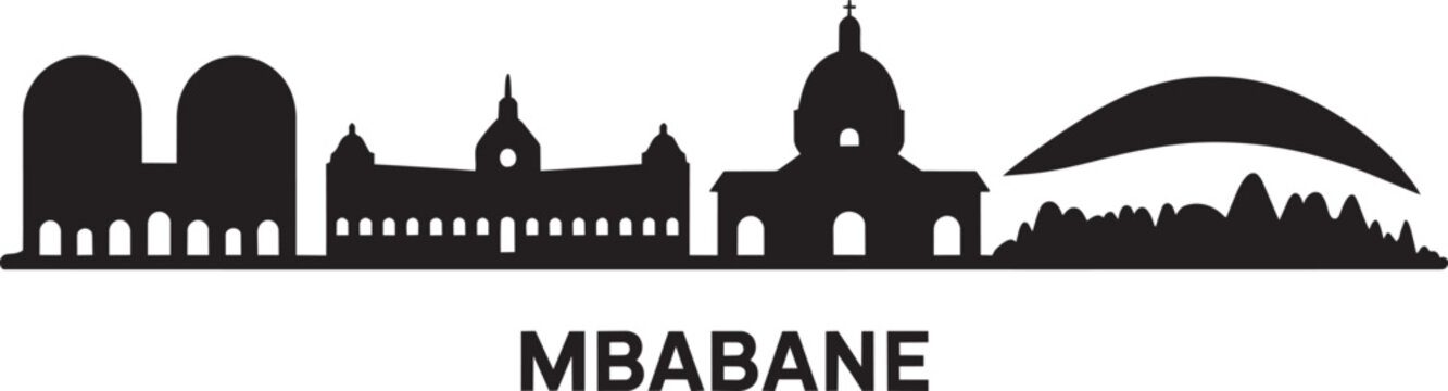 Mbabane swaziland skyline cityscape silhouette black vector illustration capital architecture dome graphic