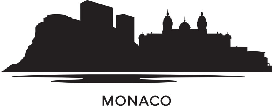 Monaco skyline cityscape silhouette black vector illustration landmark architecture panorama design icon