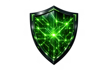 Digital shield representing cybersecurity, data protection, network security, and internet privacy, transparent background