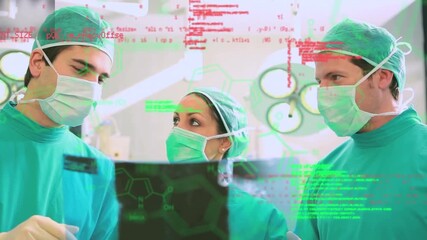 Animation of data processing over diverse surgeons in operating theatre - Powered by Adobe
